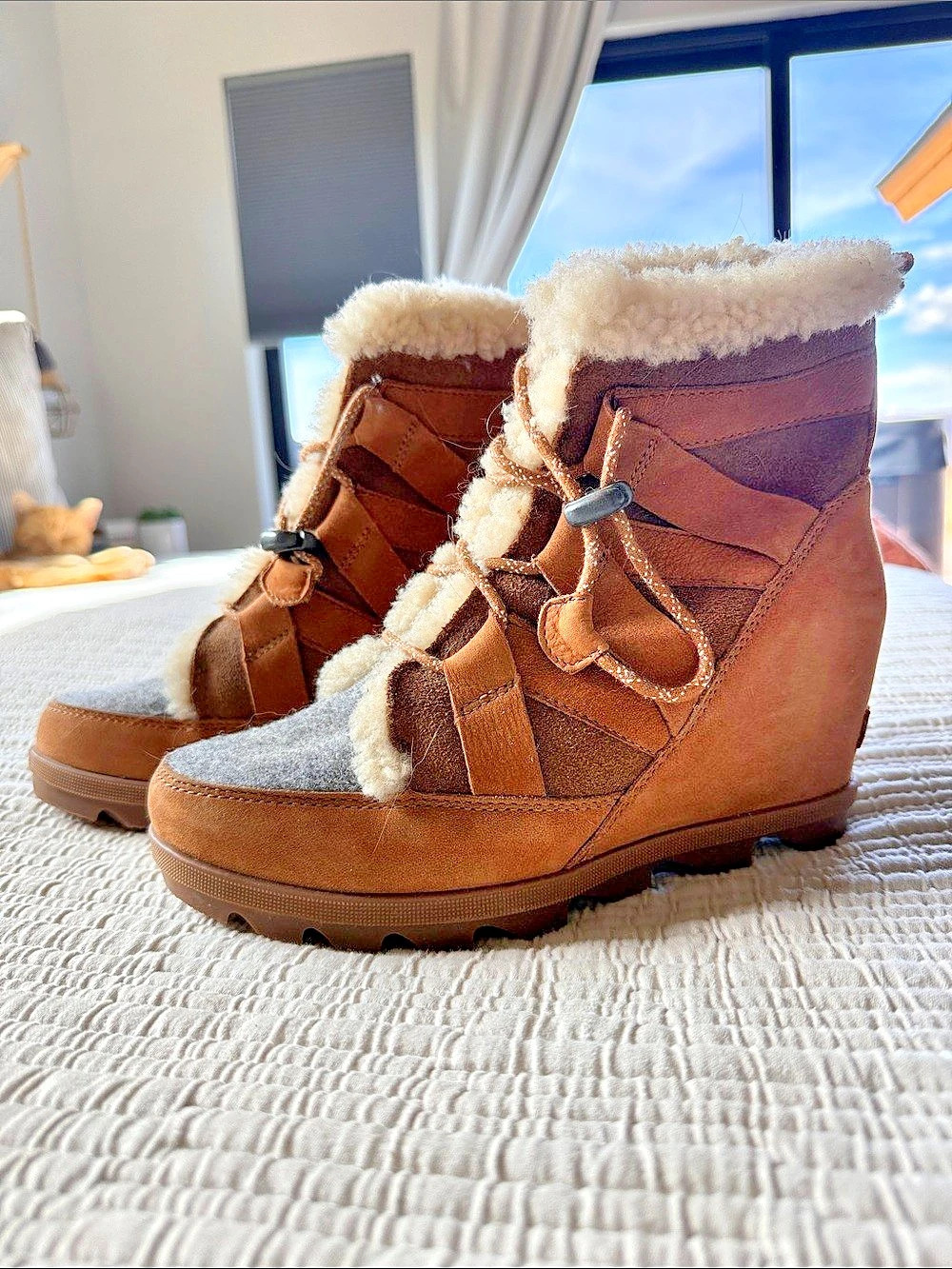 Sorel Joan of Arctic Wedge II Shearling Boot Wedge Winter Boots Brown US 9